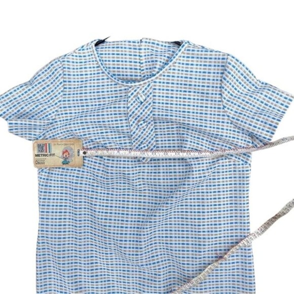 Vintage 60s Shift Dress Short Sleeves Handmade Back Zip White Squares Sz Large - Picture 10 of 12